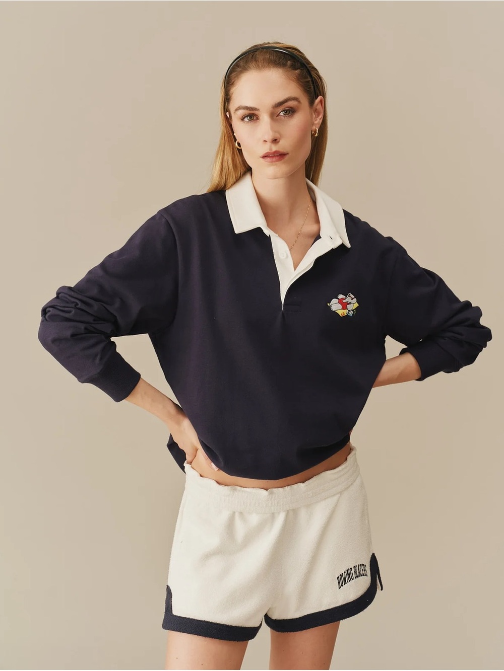 Rowing Blazers Navy Babar Rugby Polo with White Collar